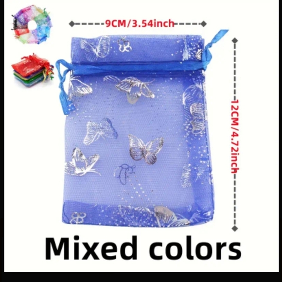 Organza Bags 25pc for Jewelery, Gifts  multicolored butterflies approx 3.5x4.72 - Picture 1 of 3